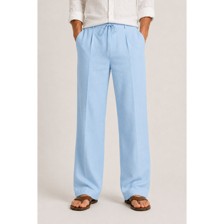 Pantalon en lin mélangé homme – plis fins et taille ajustable
