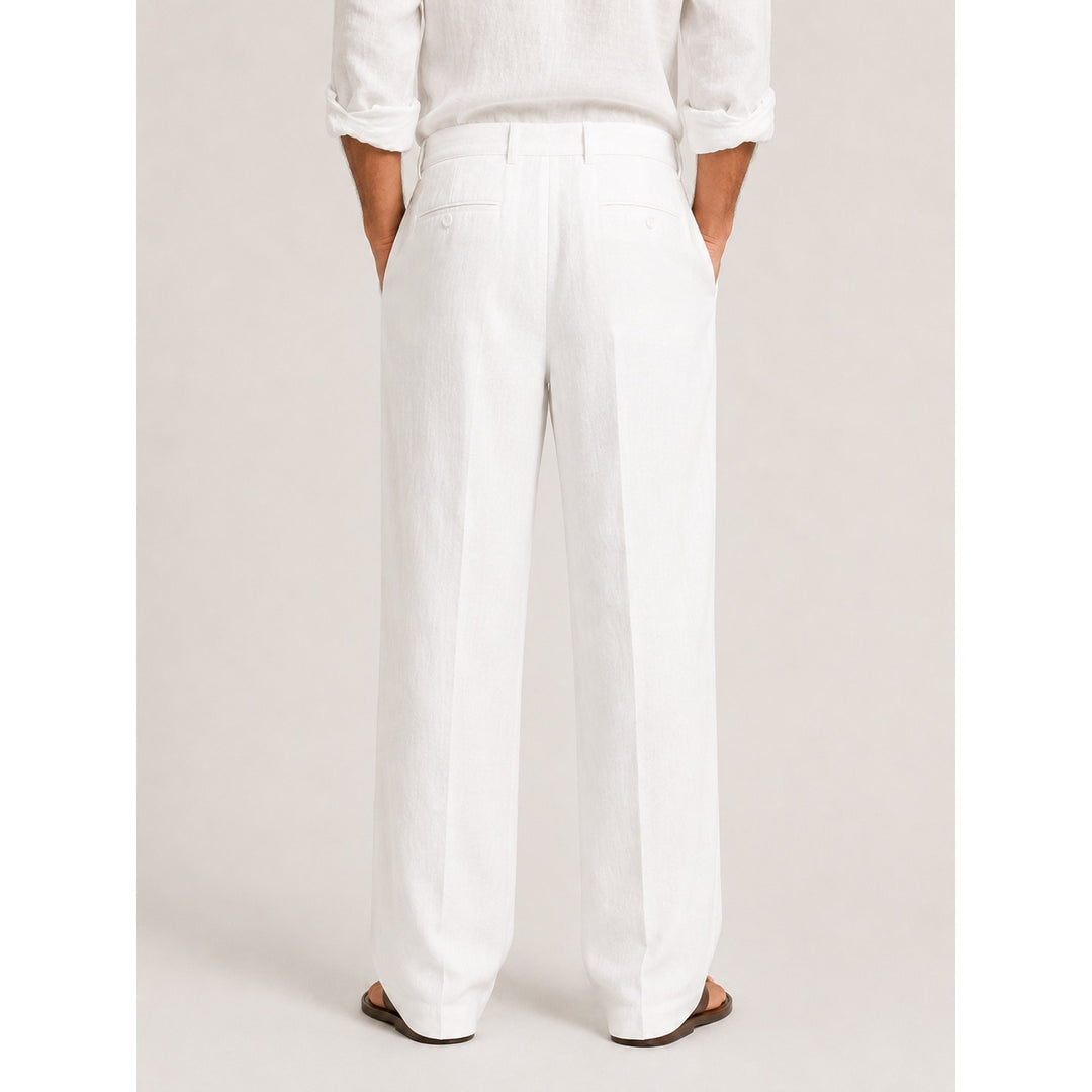 Pantalon en lin mélangé homme – plis fins et taille ajustable