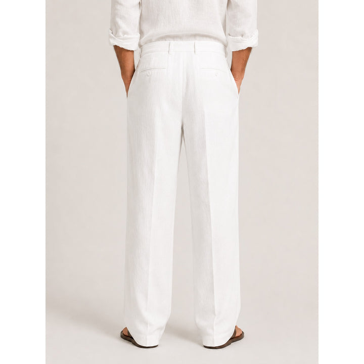 Pantalon en lin mélangé homme – plis fins et taille ajustable