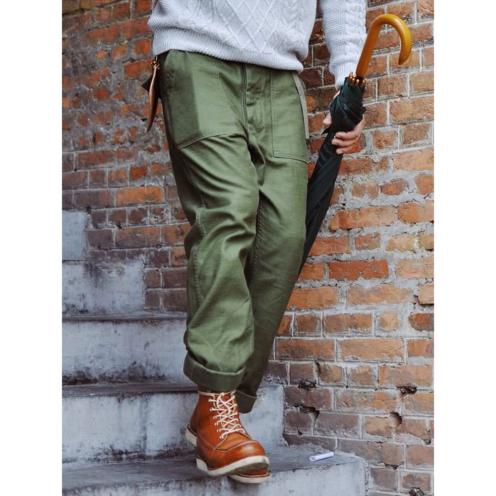 Pantalon fatigue homme coupe droite – 100 % coton texturé