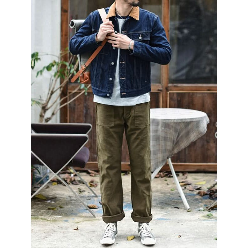 Pantalon fatigue homme coupe droite – 100 % coton texturé