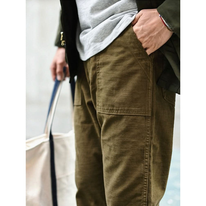 Pantalon fatigue homme coupe droite – 100 % coton texturé