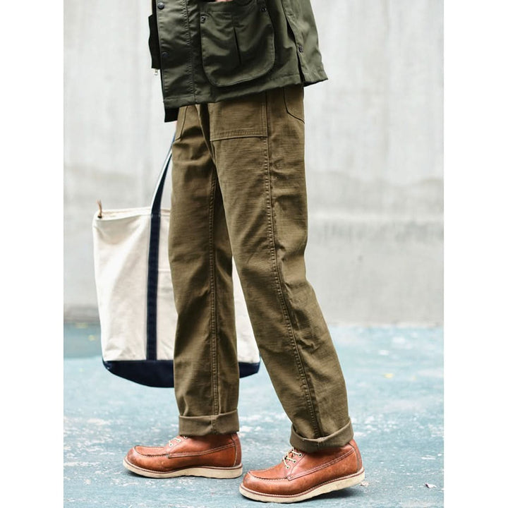 Pantalon fatigue homme coupe droite – 100 % coton texturé