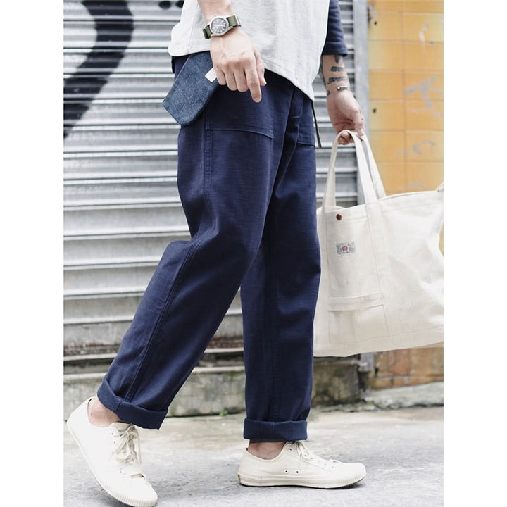 Pantalon fatigue homme coupe droite – 100 % coton texturé