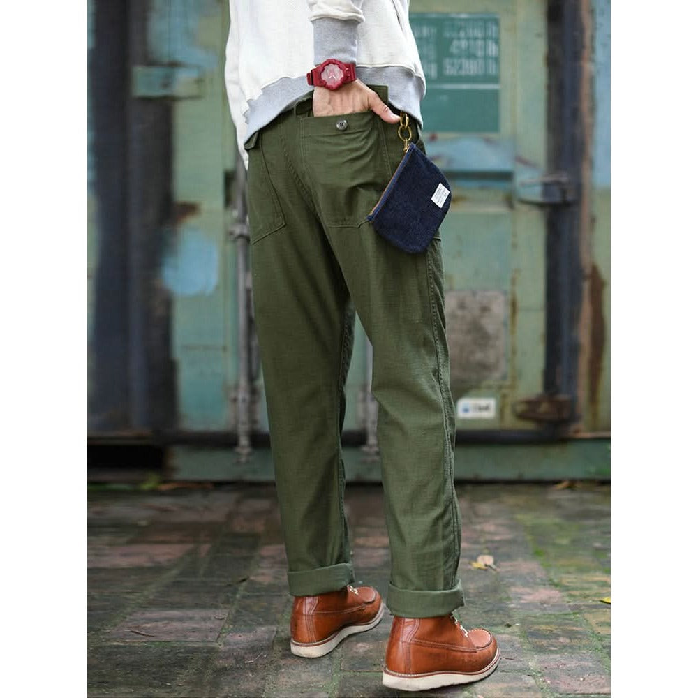 Pantalon fatigue homme coupe droite – 100 % coton texturé