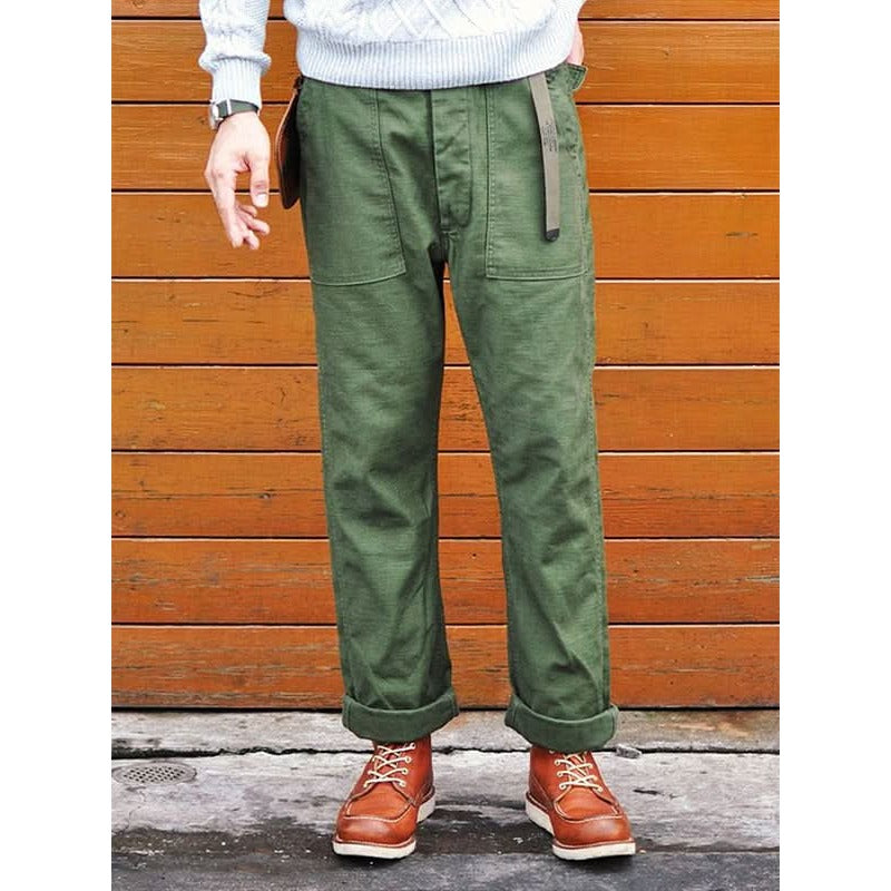 Pantalon fatigue homme coupe droite – 100 % coton texturé