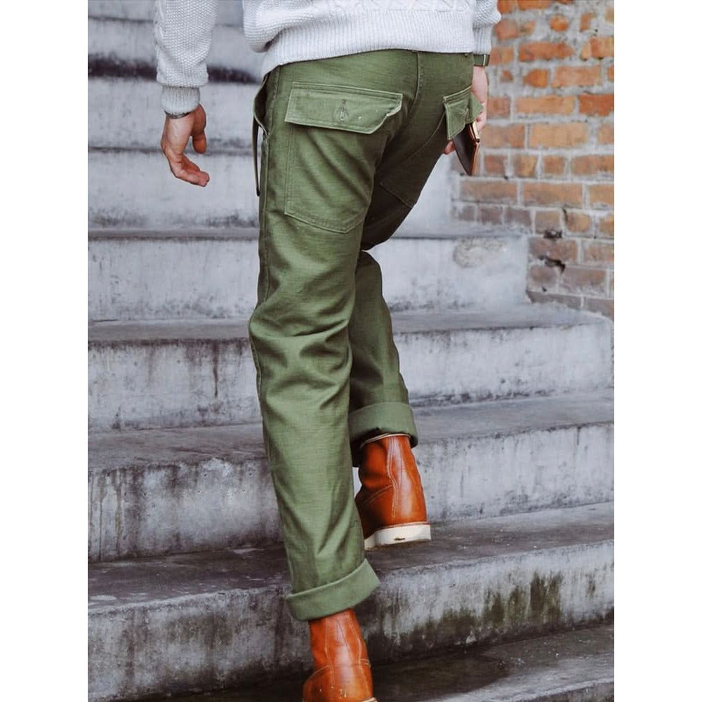 Pantalon fatigue homme coupe droite – 100 % coton texturé