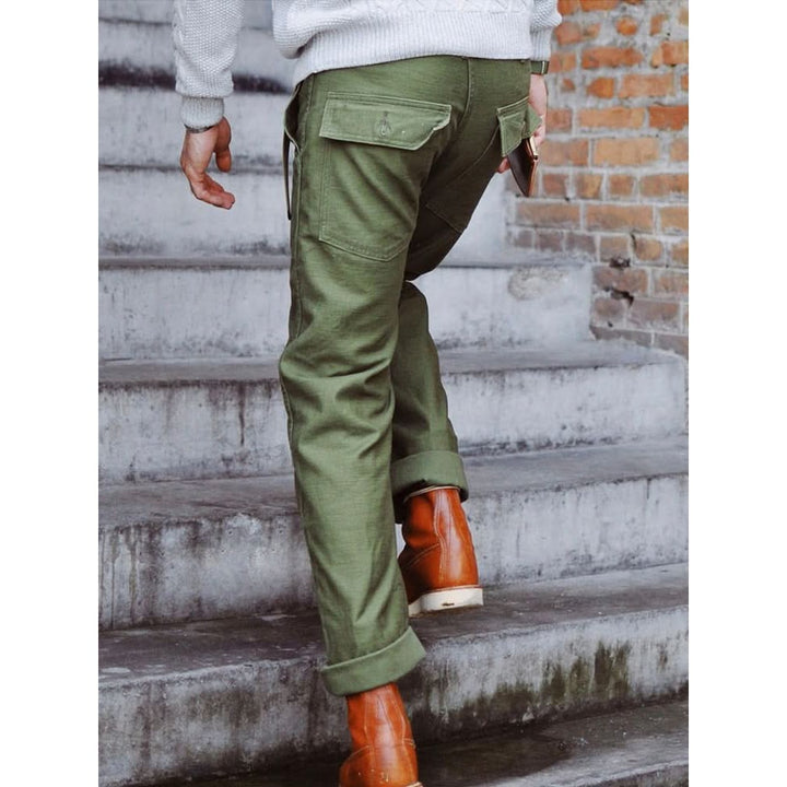 Pantalon fatigue homme coupe droite – 100 % coton texturé