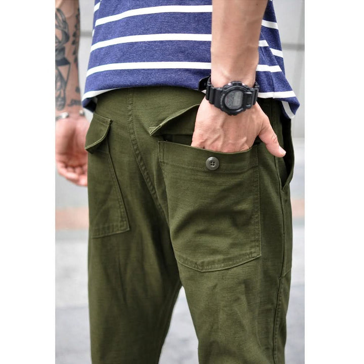 Pantalon fatigue homme coupe droite – 100 % coton texturé