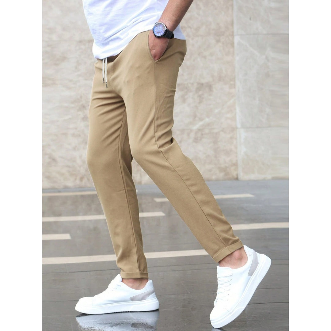 Pantalon fuselé homme taille à cordon – style toutes saisons