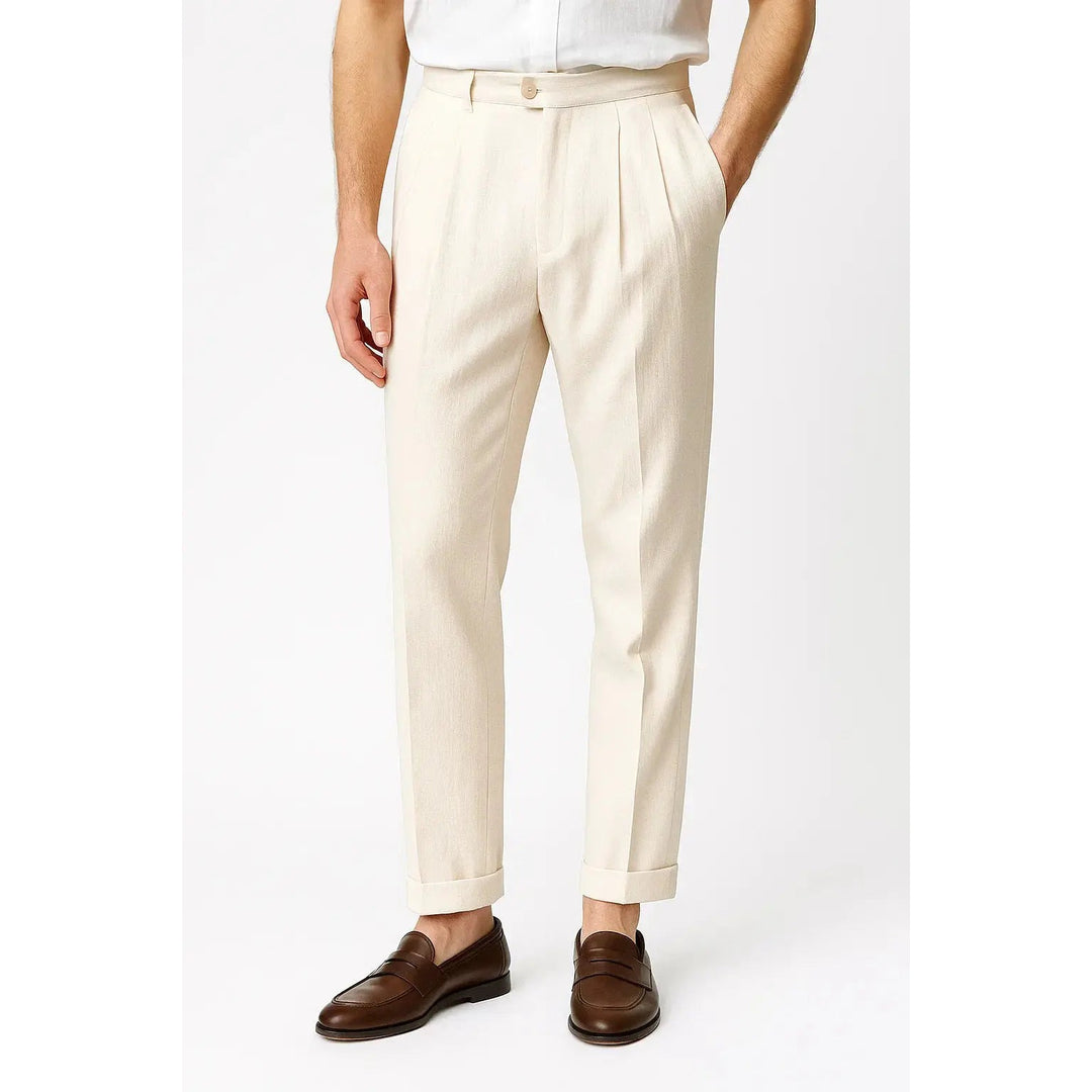 Pantalon homme élégant à plis – coupe moderne ajustée