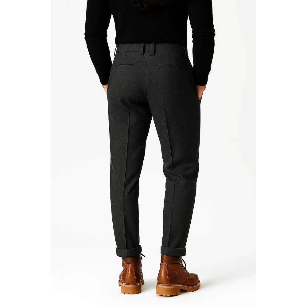 Pantalon homme en laine mélangée – coupe fuselée à plis