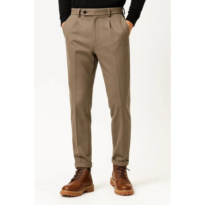 Pantalon homme en laine mélangée – coupe fuselée à plis