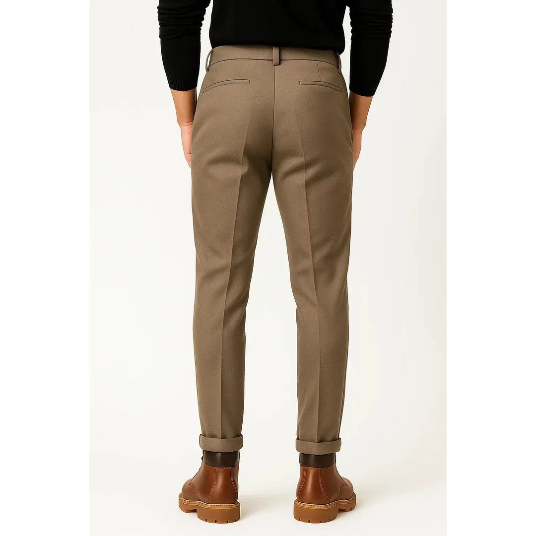 Pantalon homme en laine mélangée – coupe fuselée à plis