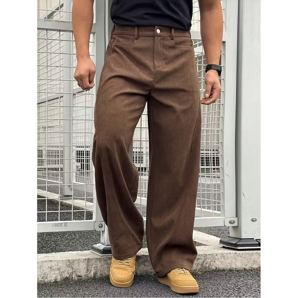 Pantalon homme en velours côtelé – coupe droite ample