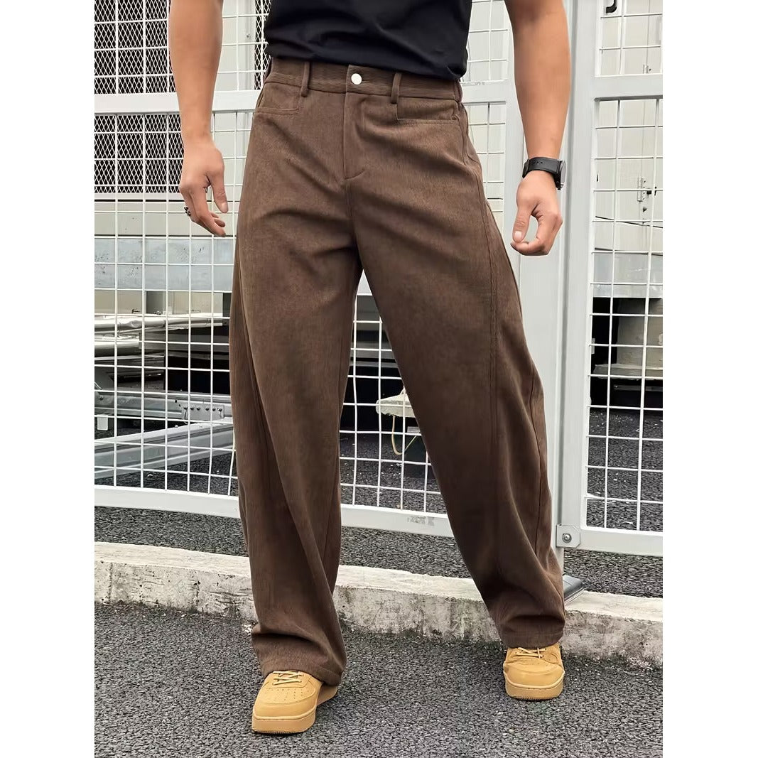 Pantalon homme en velours côtelé – coupe droite ample