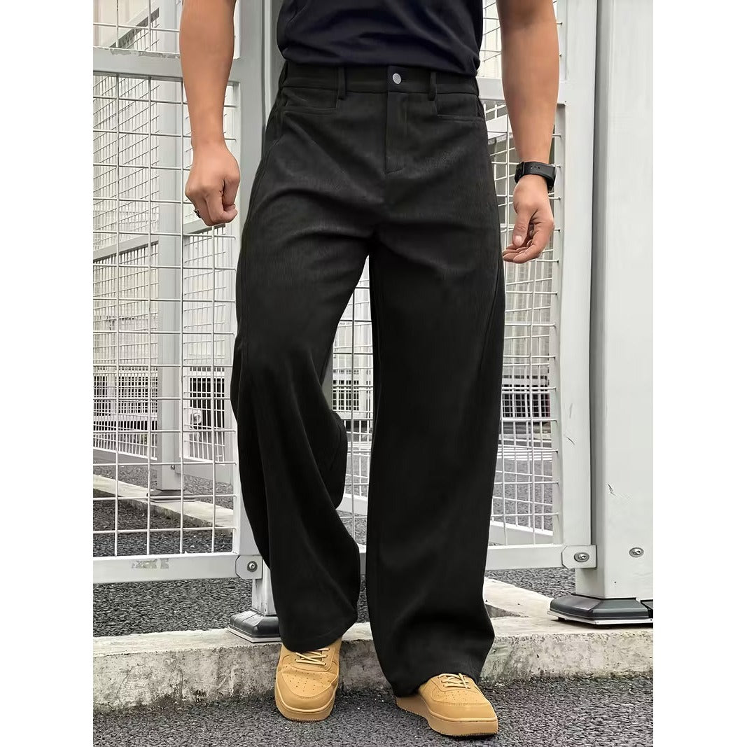 Pantalon homme en velours côtelé – coupe droite ample
