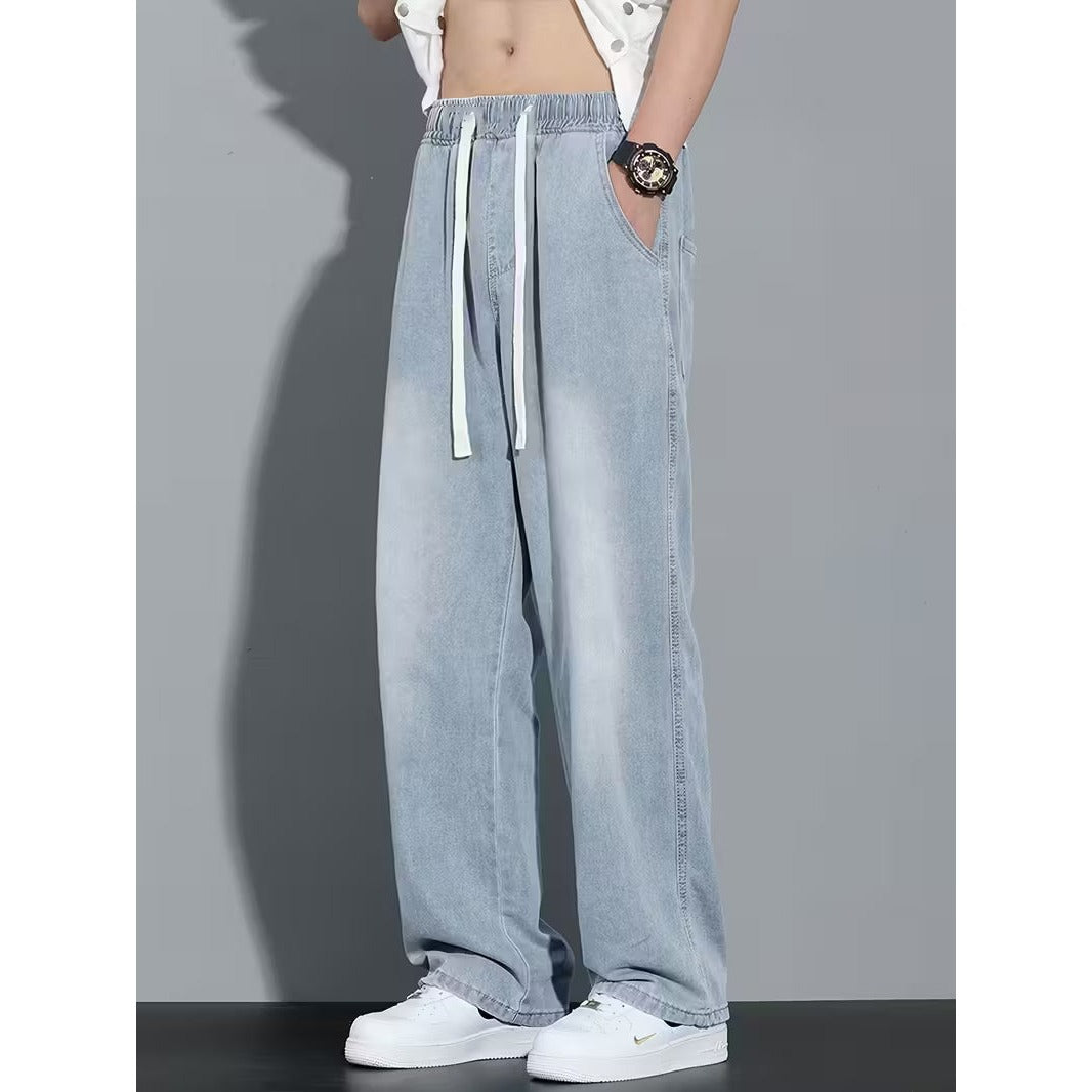 Pantalon homme jambe droite coupe ample – taille élastique