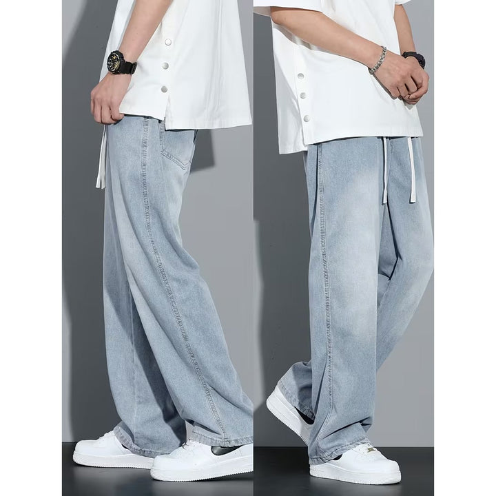 Pantalon homme jambe droite coupe ample – taille élastique