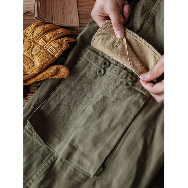Pantalon homme style militaire M-47 – coton chevrons épais