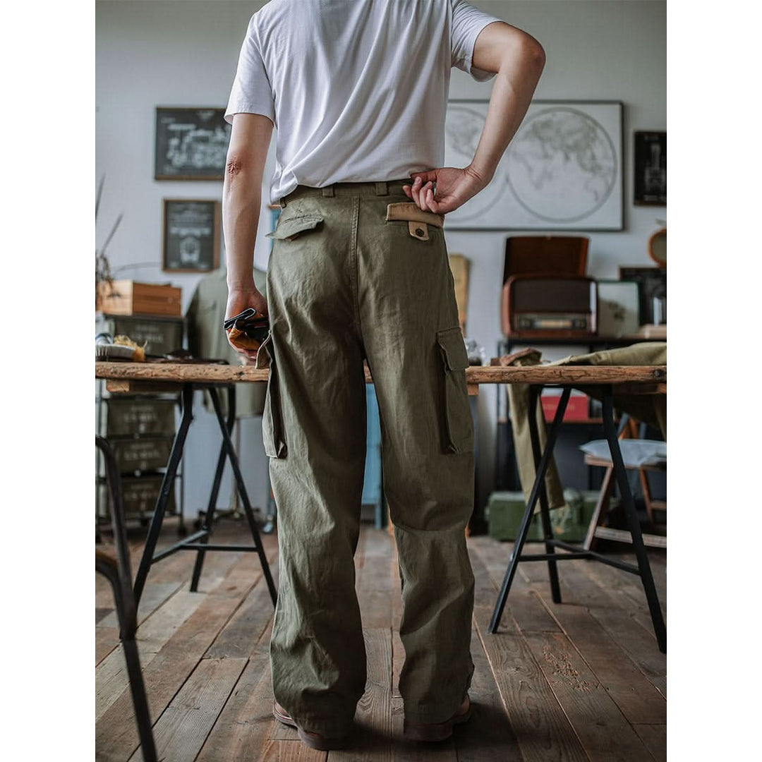 Pantalon homme style militaire M-47 – coton chevrons épais