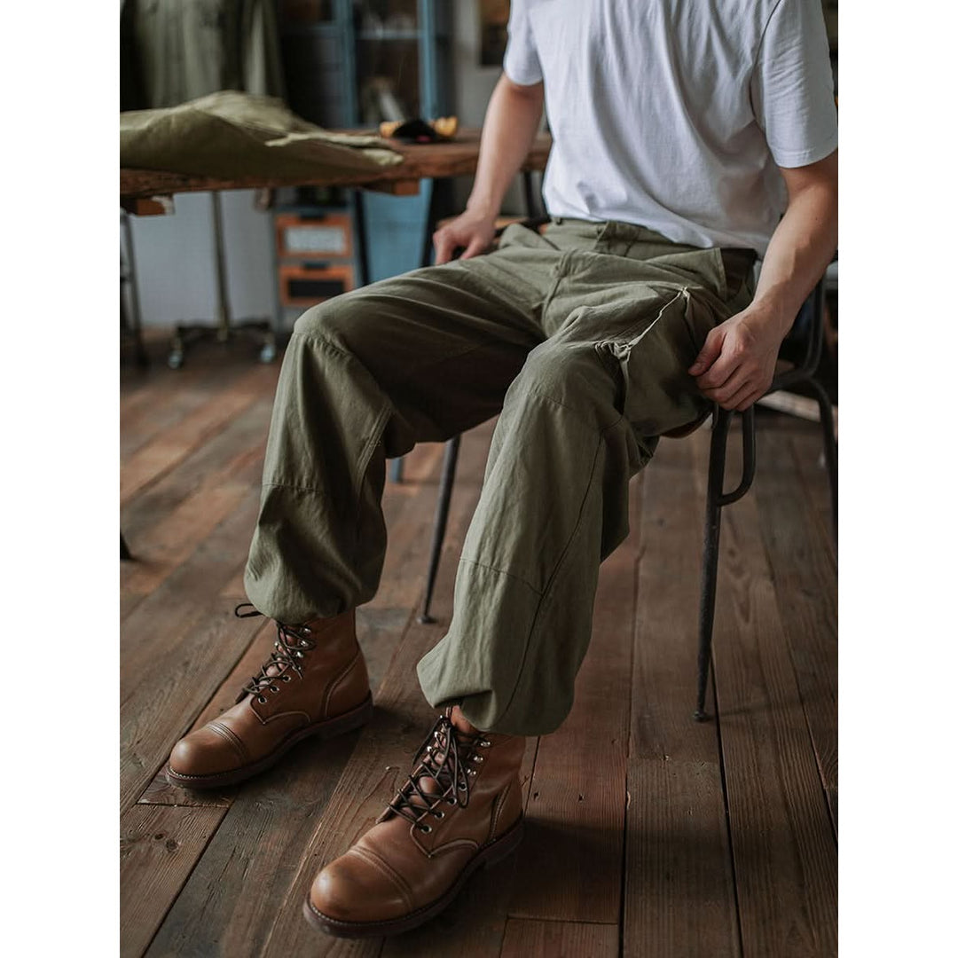 Pantalon homme style militaire M-47 – coton chevrons épais