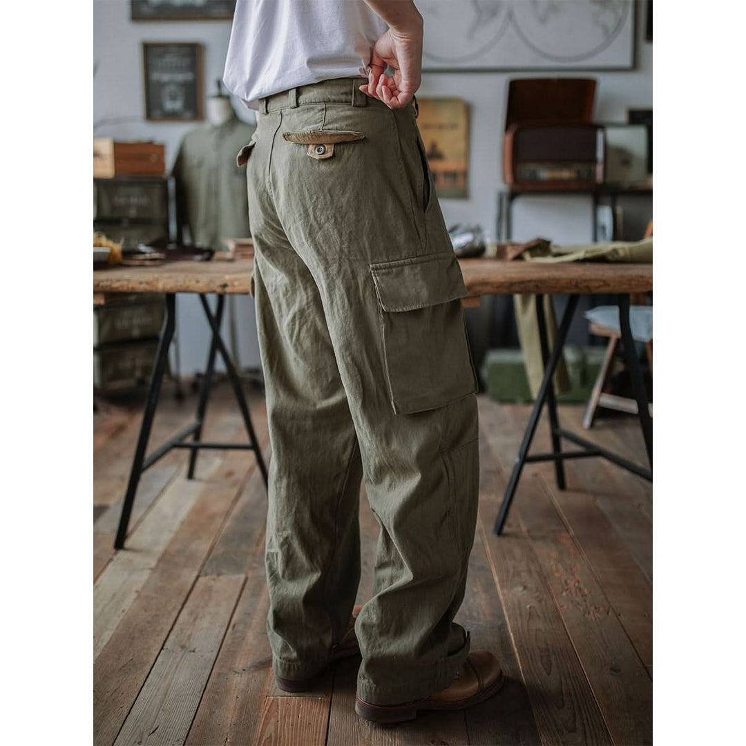 Pantalon homme style militaire M-47 – coton chevrons épais