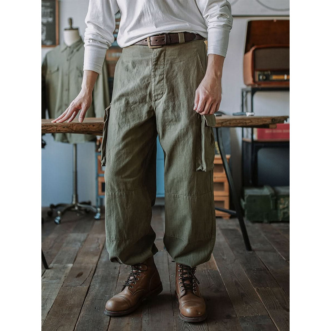 Pantalon homme style militaire M-47 – coton chevrons épais