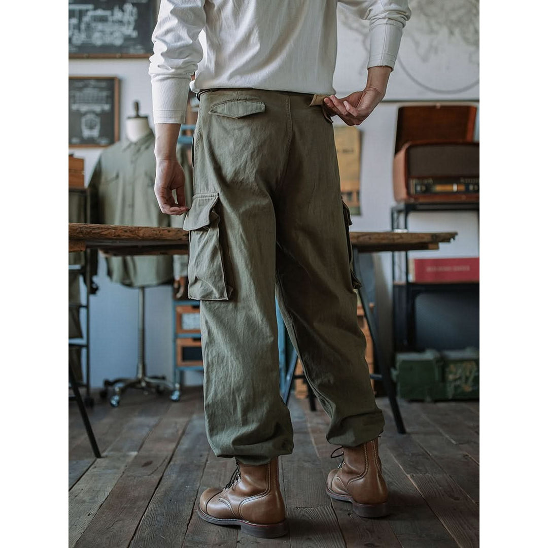 Pantalon homme style militaire M-47 – coton chevrons épais