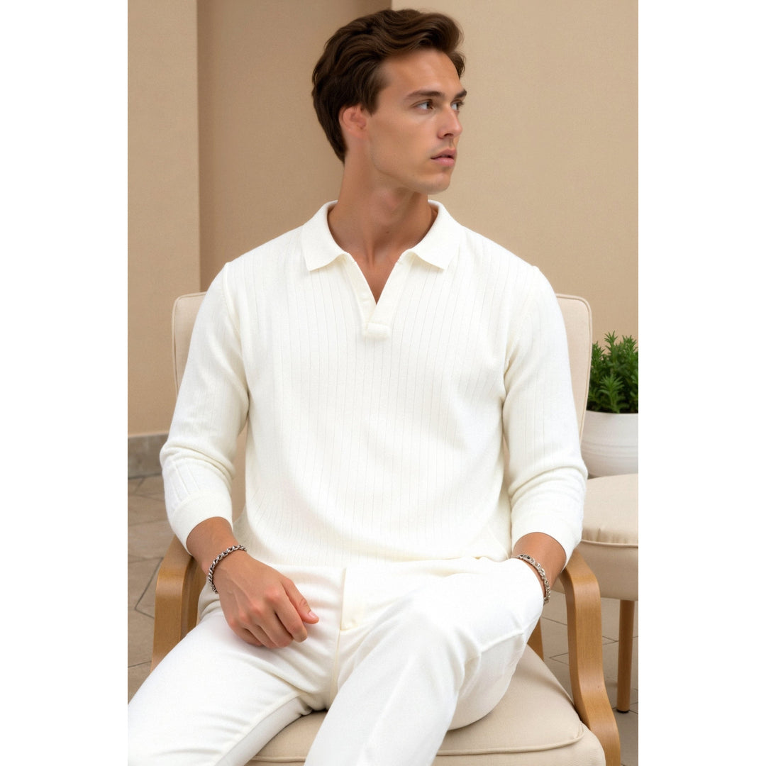 Polo homme en maille côtelée – minimaliste et élégant