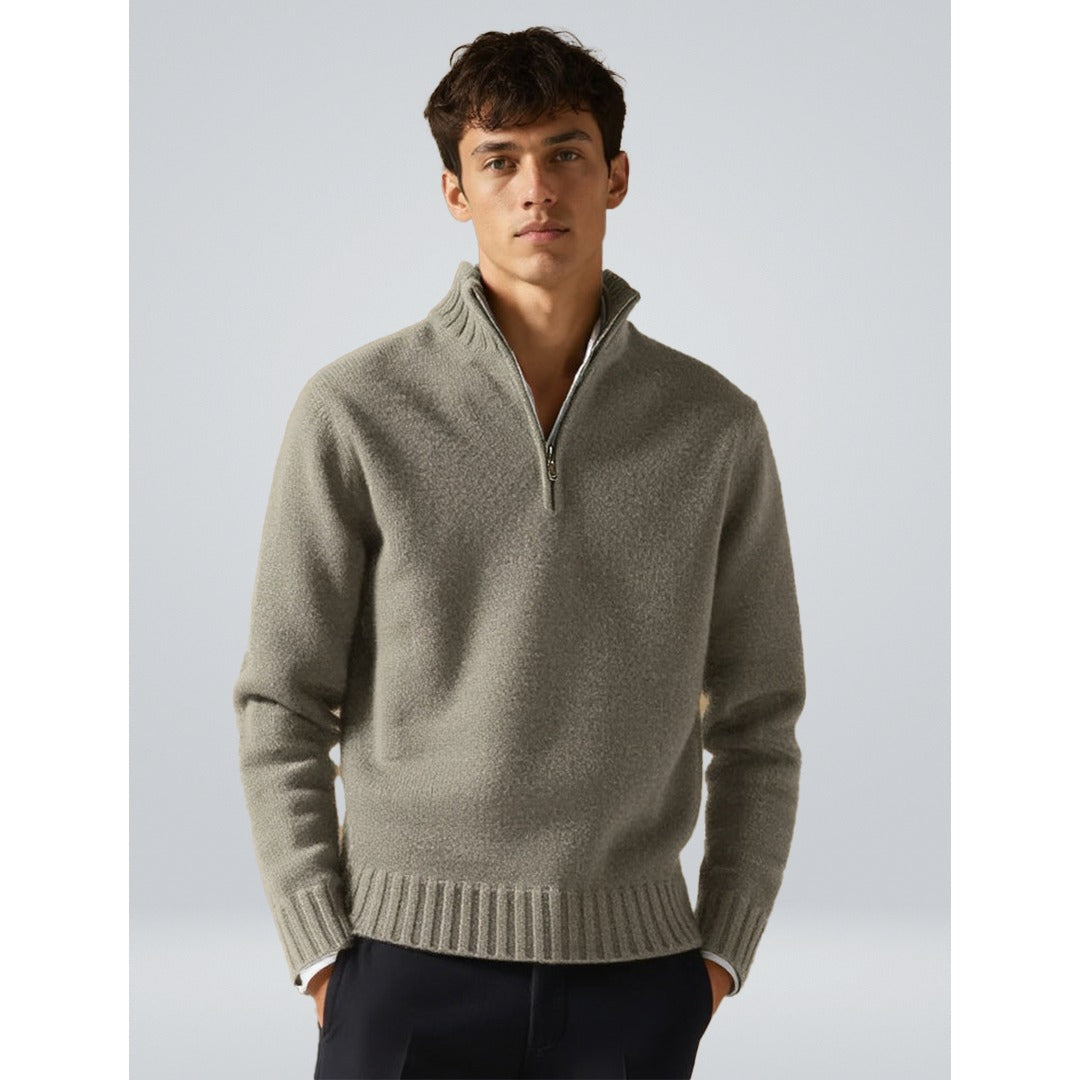 Pull Anton à demi-zip en laine mélangée – chaud et élégant