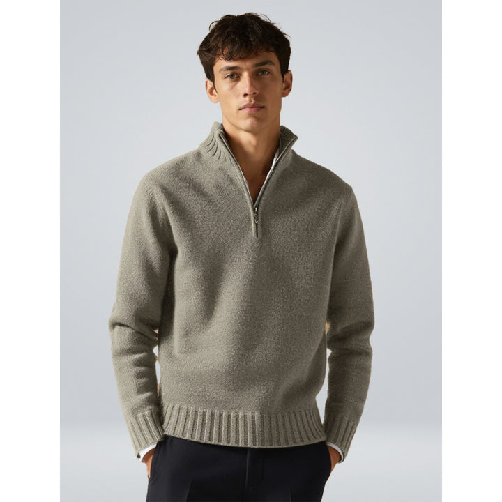 Pull Anton à demi-zip en laine mélangée – chaud et élégant