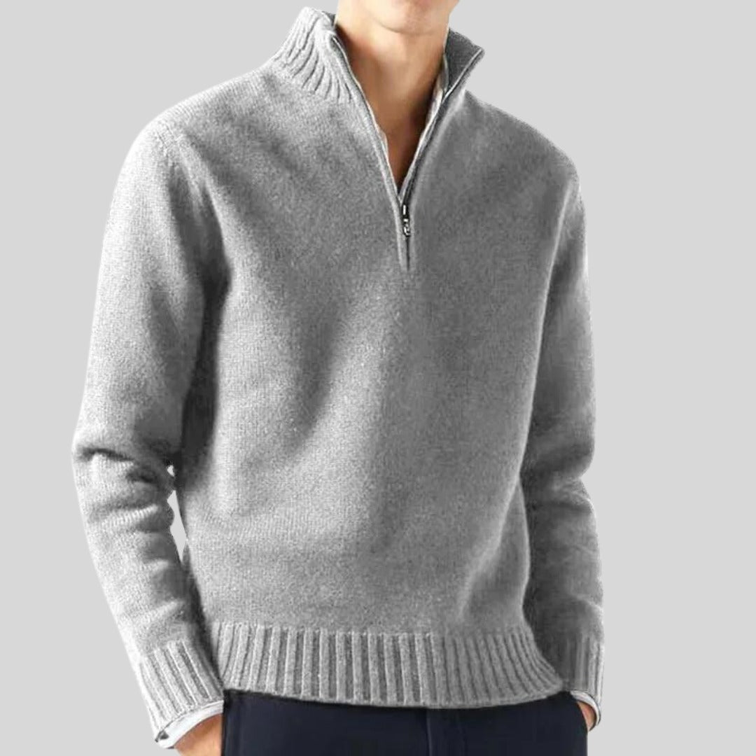 Pull Anton à demi-zip en laine mélangée – chaud et élégant