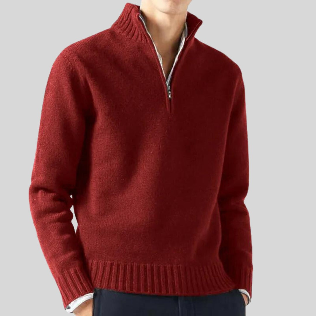 Pull Anton à demi-zip en laine mélangée – chaud et élégant