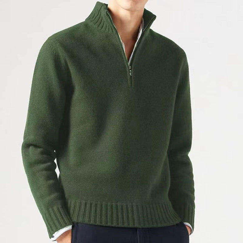 Pull Anton à demi-zip en laine mélangée – chaud et élégant
