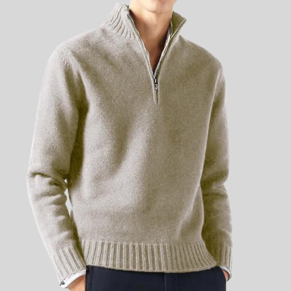 Pull Anton à demi-zip en laine mélangée – chaud et élégant