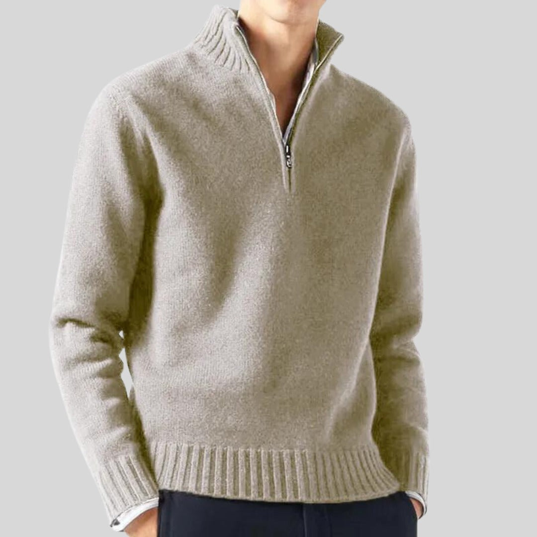 Pull Anton à demi-zip en laine mélangée – chaud et élégant