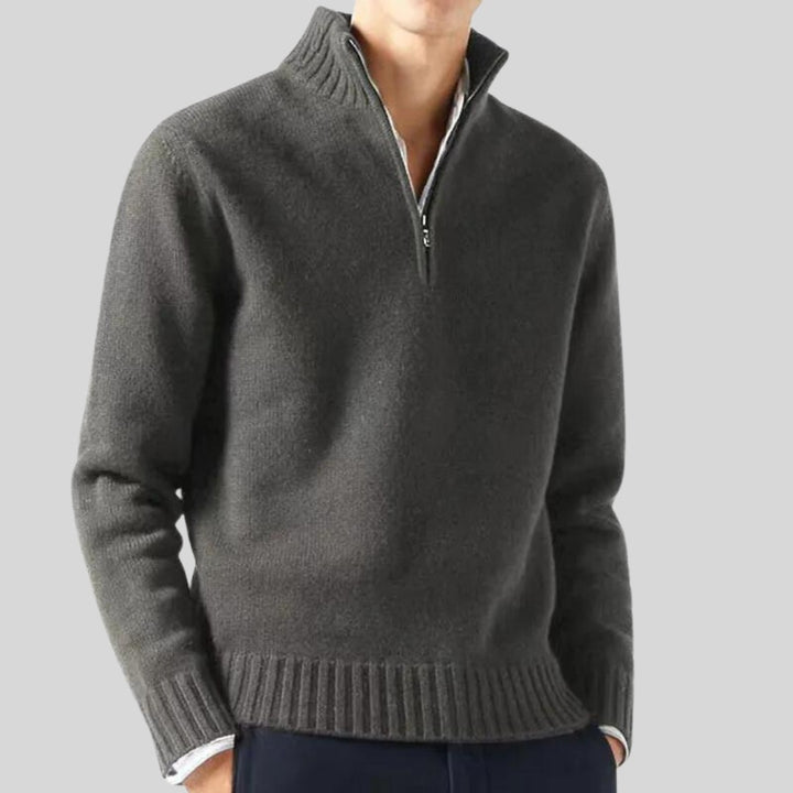 Pull Anton à demi-zip en laine mélangée – chaud et élégant