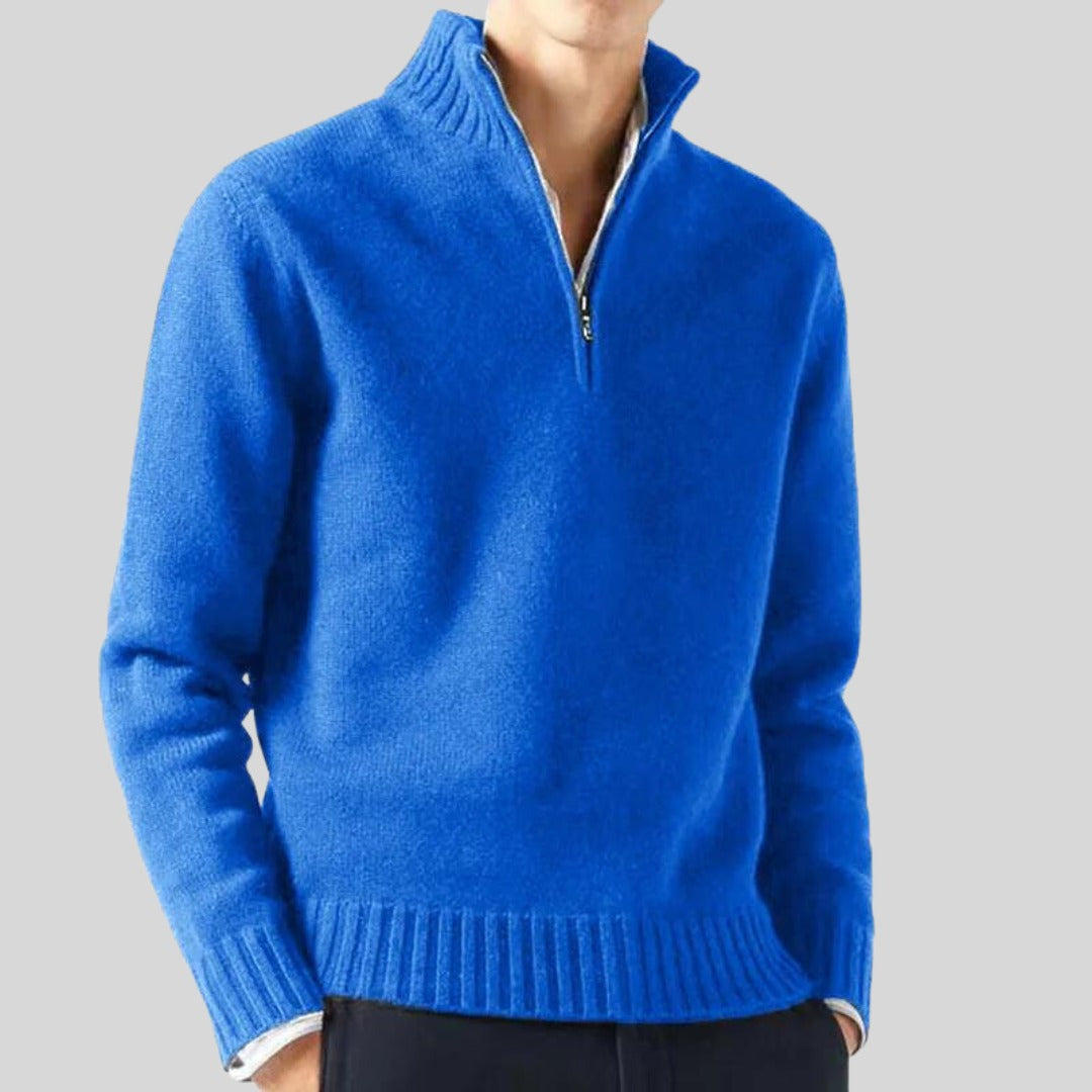 Pull Anton à demi-zip en laine mélangée – chaud et élégant