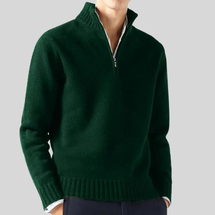 Pull Anton à demi-zip en laine mélangée – chaud et élégant