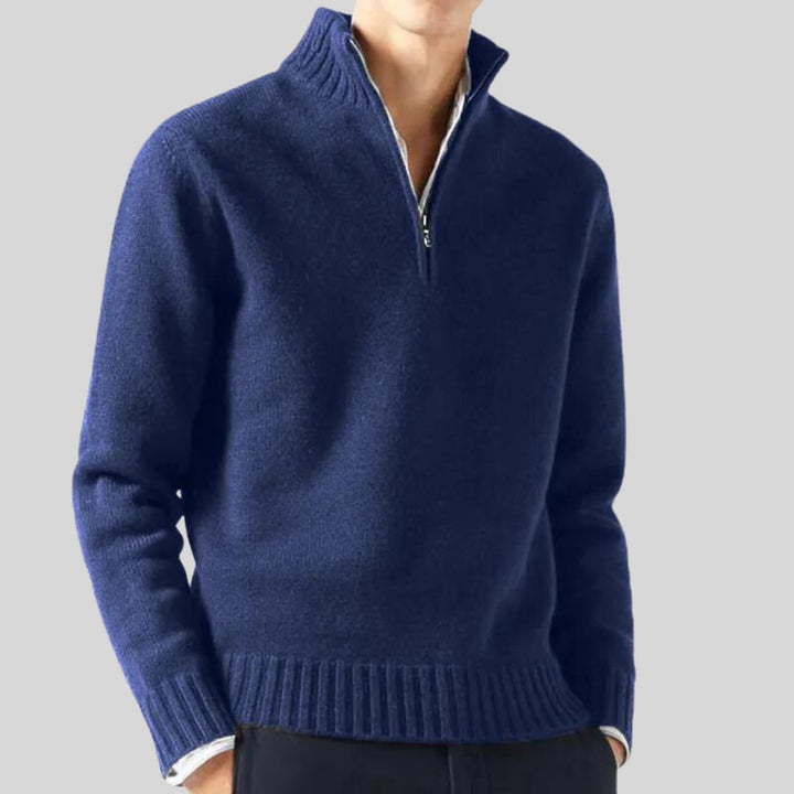 Pull Anton à demi-zip en laine mélangée – chaud et élégant