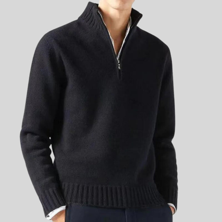 Pull Anton à demi-zip en laine mélangée – chaud et élégant