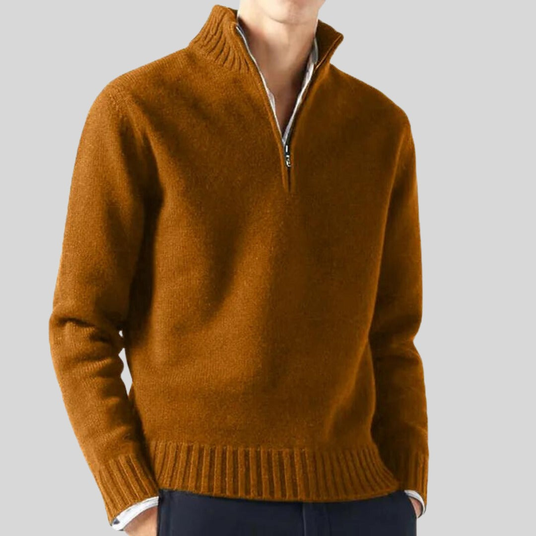 Pull Anton à demi-zip en laine mélangée – chaud et élégant