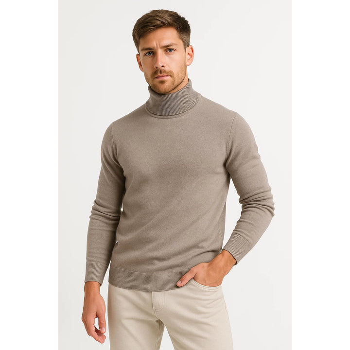 Pull col roulé homme en laine vierge – coupe confortable