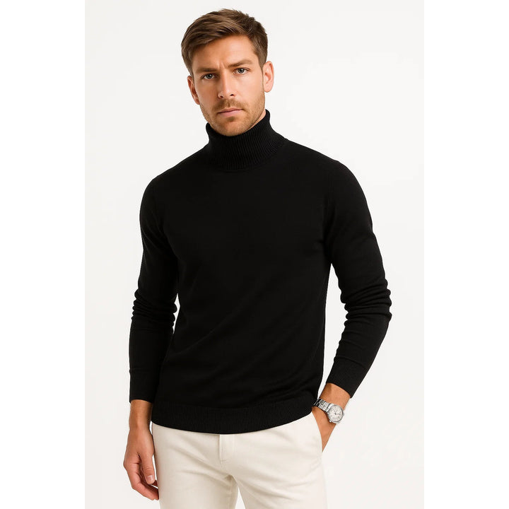 Pull col roulé homme en laine vierge – coupe confortable
