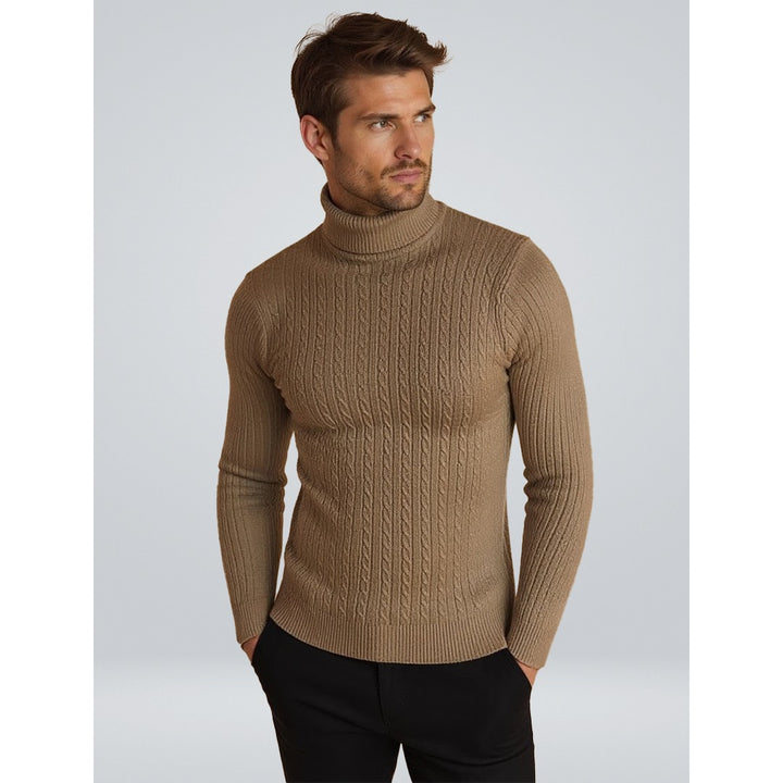 Pull Conrad en maille torsadée à col roulé – chaleur hivernale