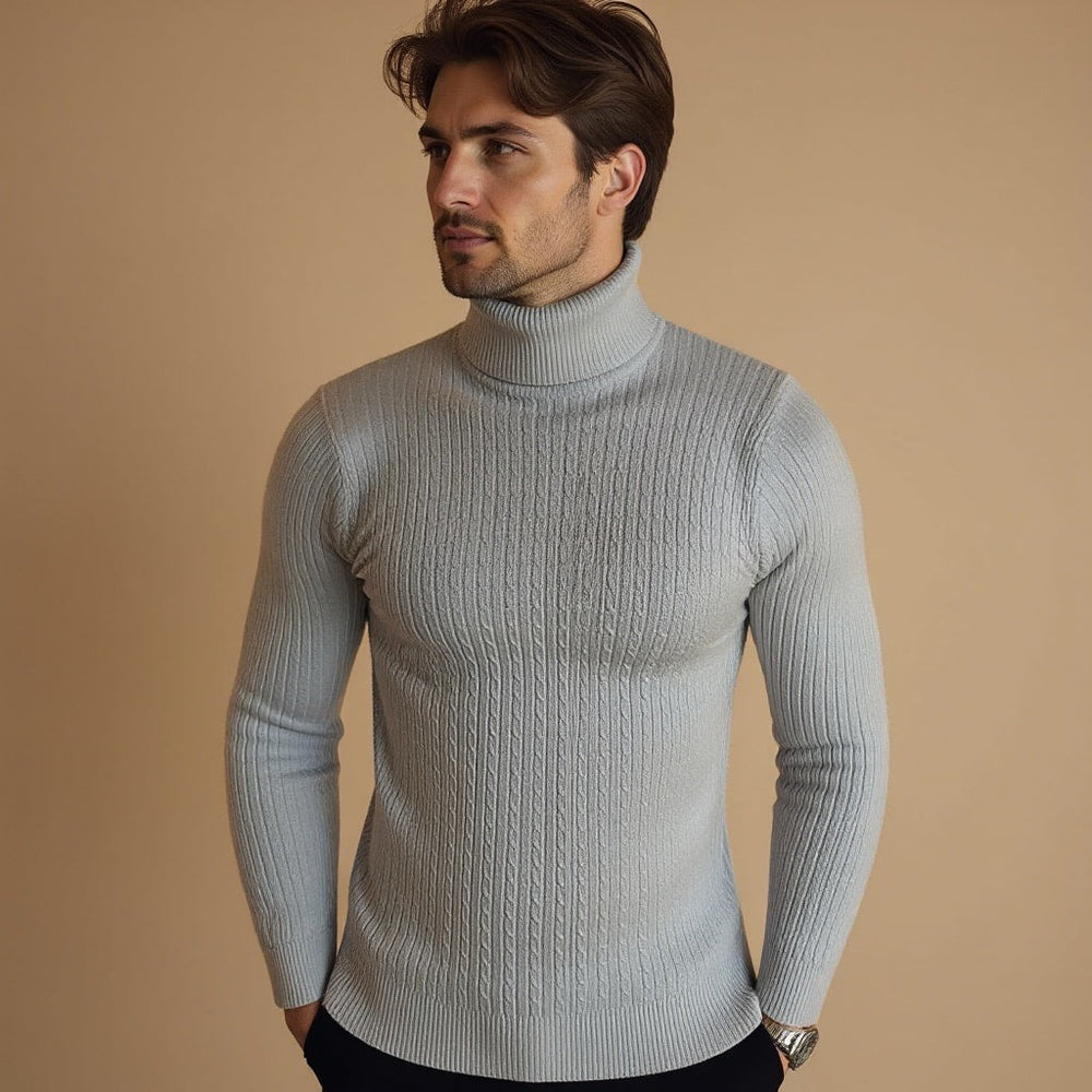 Pull Conrad en maille torsadée à col roulé – chaleur hivernale