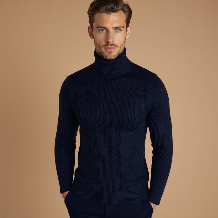 Pull Conrad en maille torsadée à col roulé – chaleur hivernale
