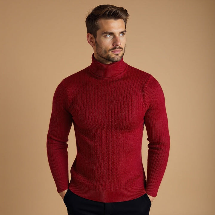 Pull Conrad en maille torsadée à col roulé – chaleur hivernale