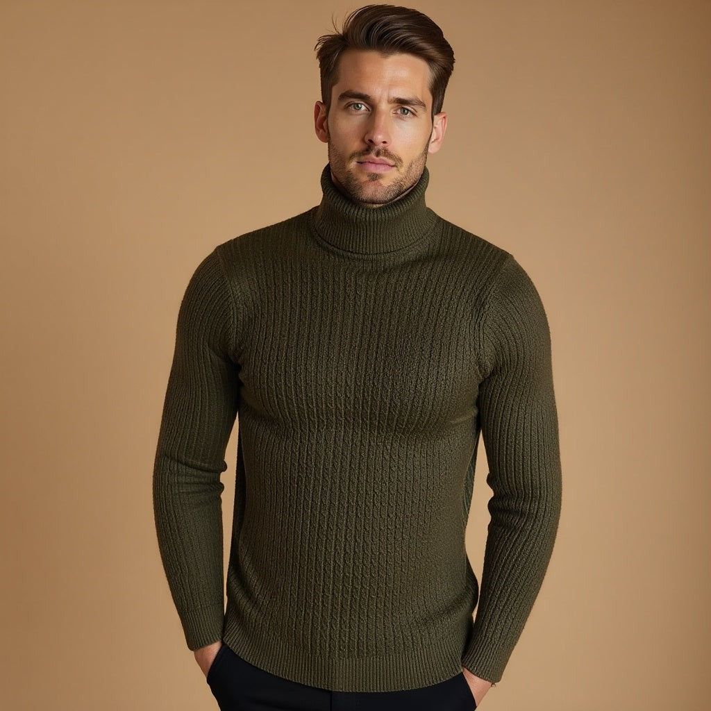 Pull Conrad en maille torsadée à col roulé – chaleur hivernale